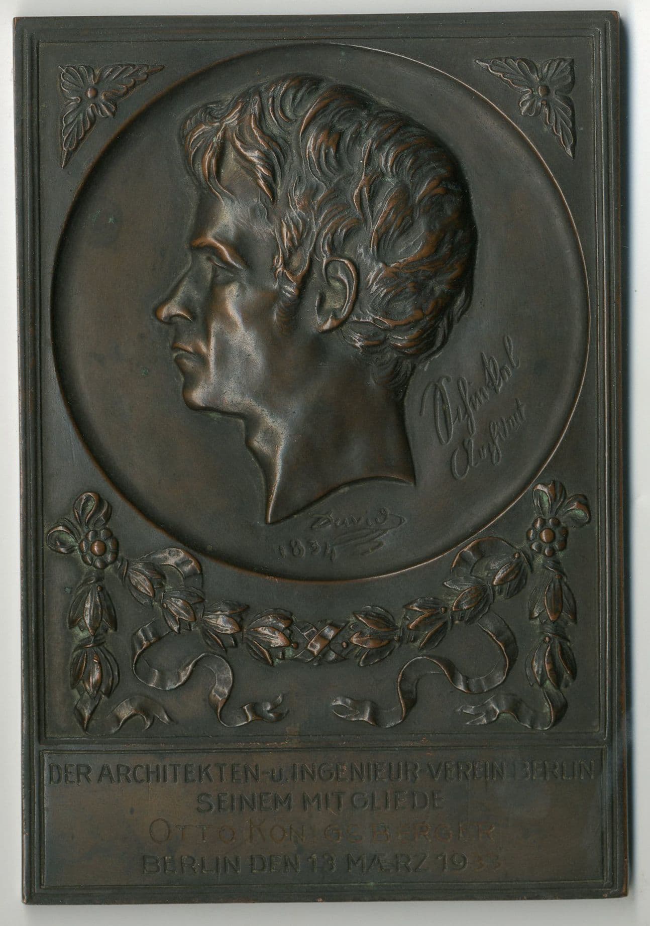 Otto Koenigsberger. Schinkel Prize bronze plaque, Otto Koenigsberger, 1933.Credit: AA Archives: OK4