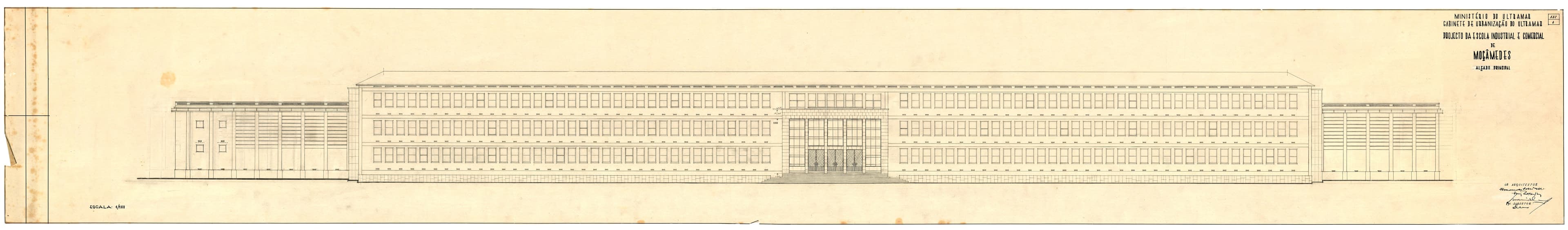 Escola Comercial E Industrial De Moçâmedes, Angola 1956. Elevation. Credit Portugal, Arquivo Histórico Ultramarino – PT, AHU