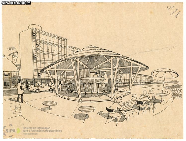 Terrace Bar, Bissau, Guinea-Bissau, 1958. Perspective. Credit Portugal, Arquivo Histórico Ultramarino – PT, AHU