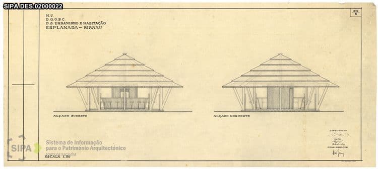 Terrace Bar, Bissau, Guinea-Bissau. Elevation, 1958. Credit Portugal, Arquivo Histórico Ultramarino – PT, AHU