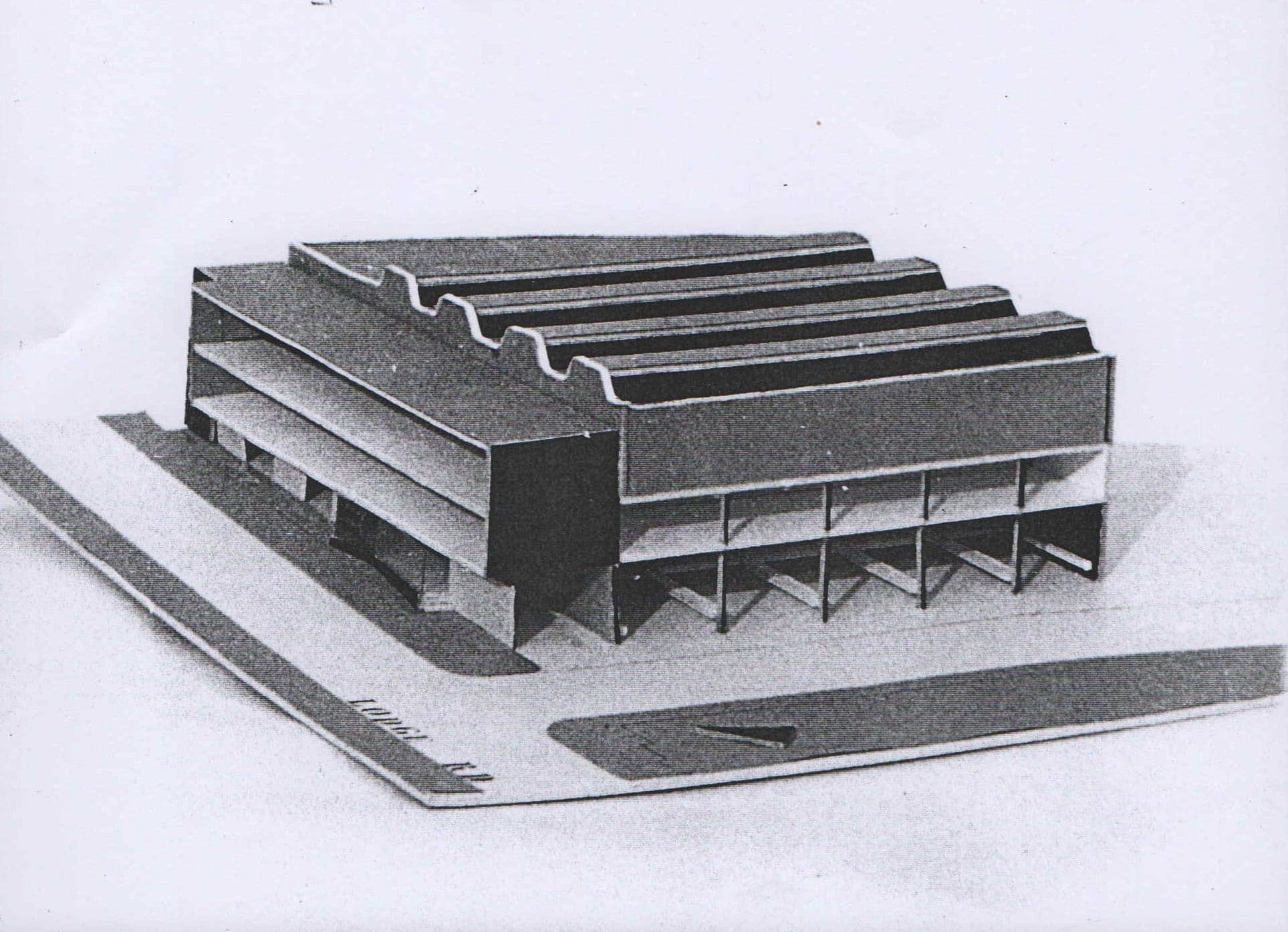 John Steerwood (for Robert Ward and Partners), Warehouse and offices, Wimbledon, London, 1956. Model.