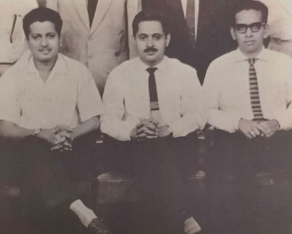 V. Mhatre, Sumant Wandrekar and C. Gumaste in 1955, the year of the establishment of the Academy of Architecture