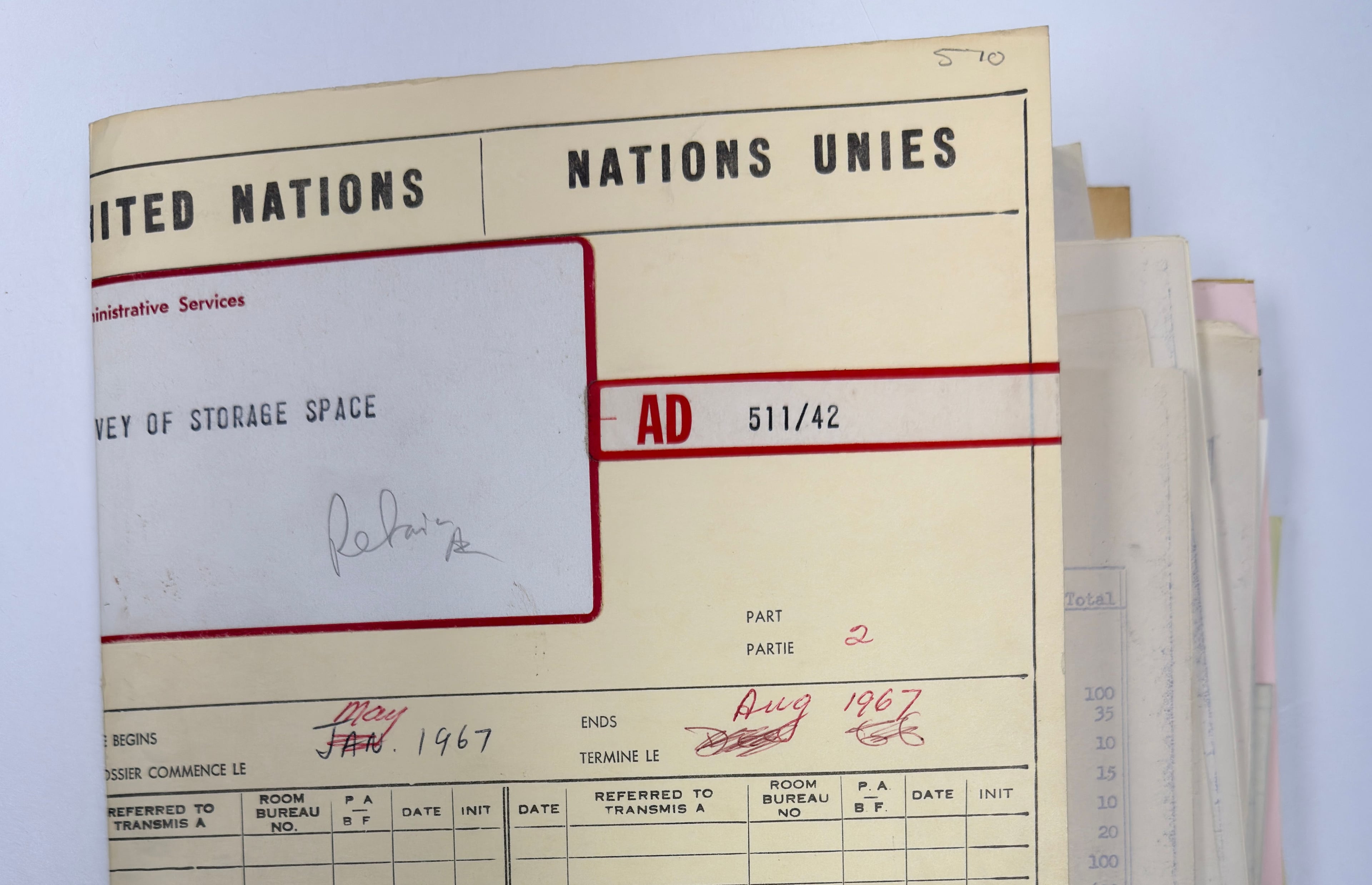 Photograph showing archival papers