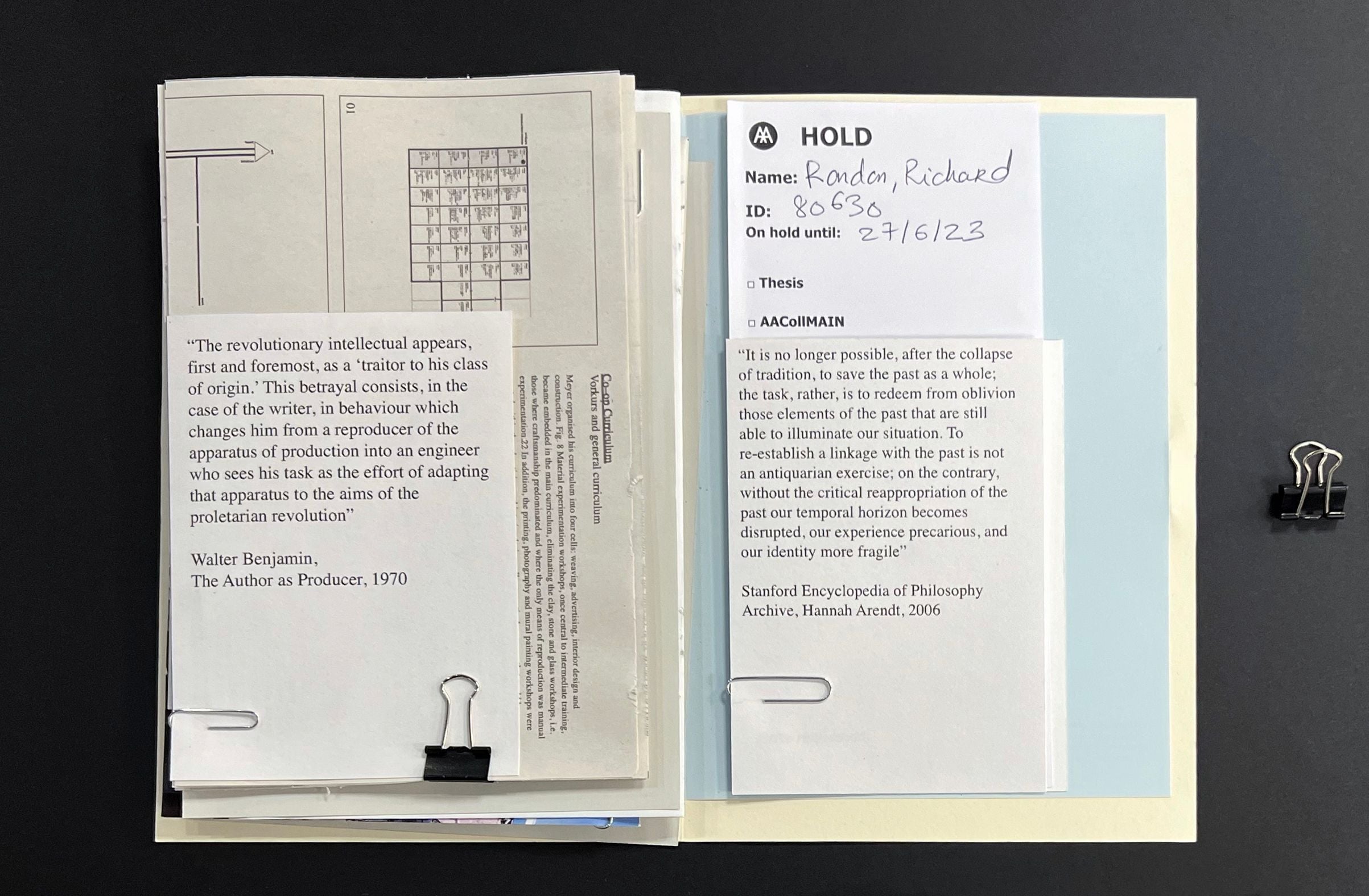 Photograph showing archival notes