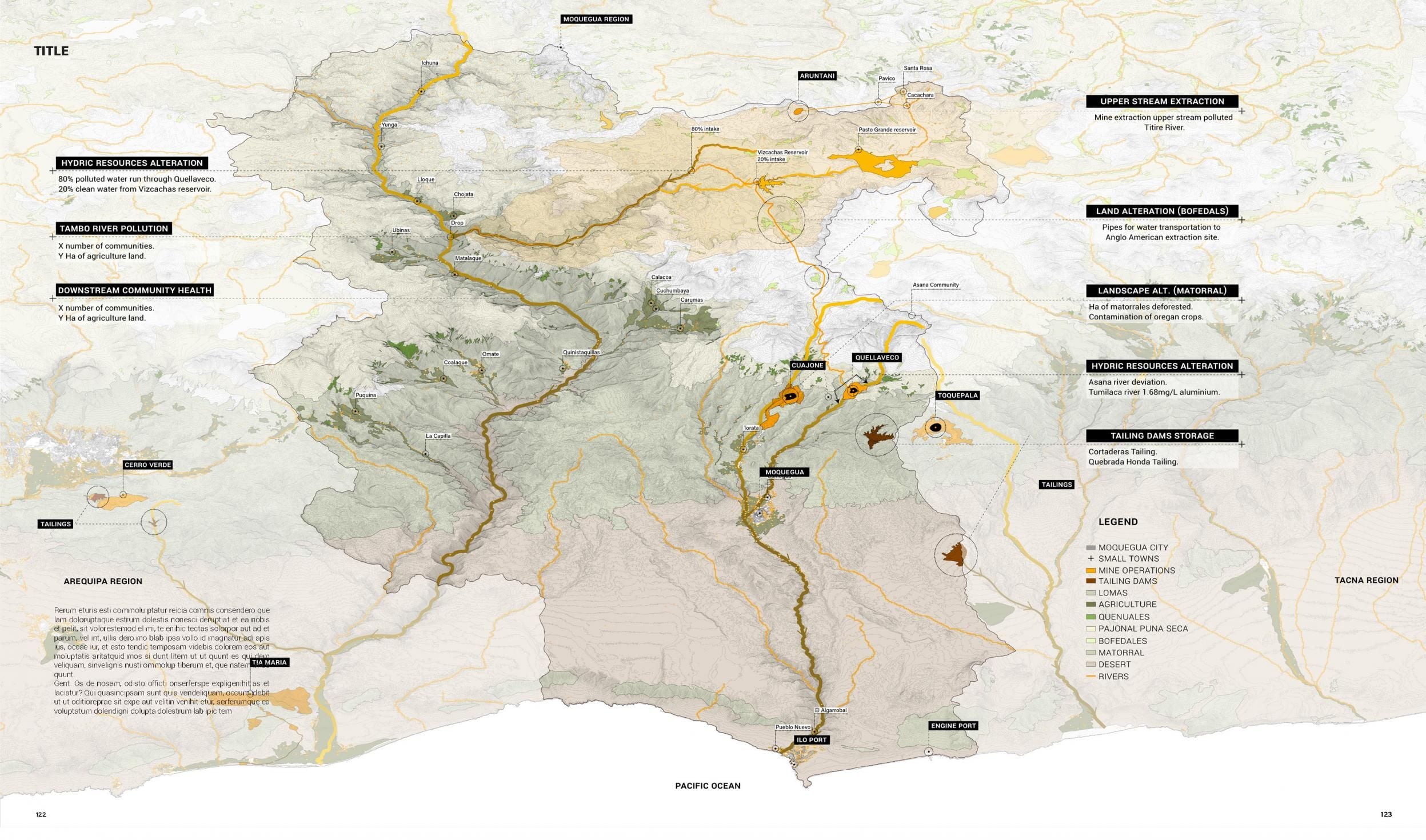 Topographical map showing urban areas, roads, and watercourses across a varied landscape.