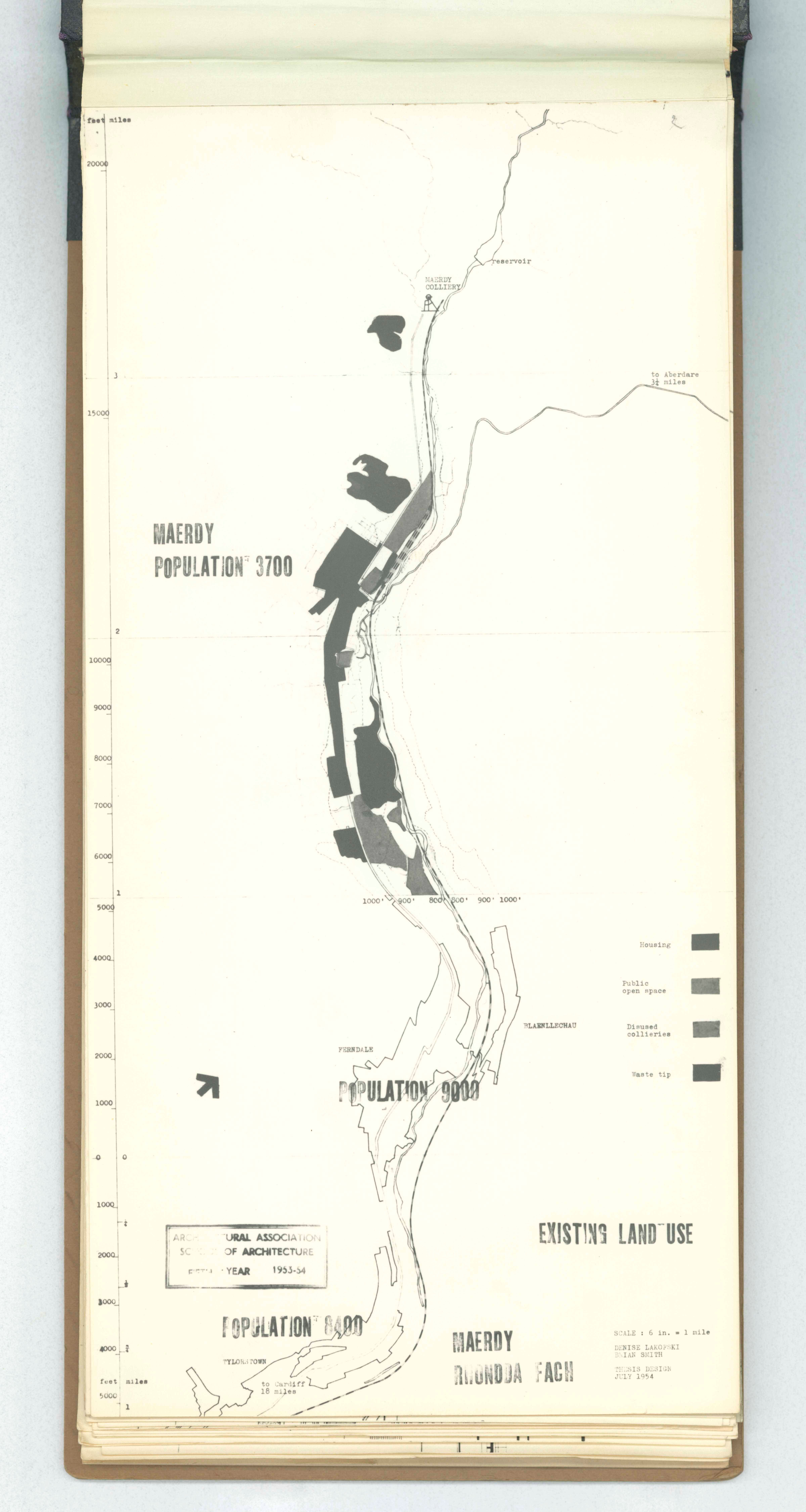 Denise Lakofski and Brian Smith, 'Maerdy Redevelopment, Rhondda Fach'. AA Fifth Year Thesis. The Architectural Archives, University of Pennsylvania. By the gift of Robert Venturi and Denise Scott Brown.