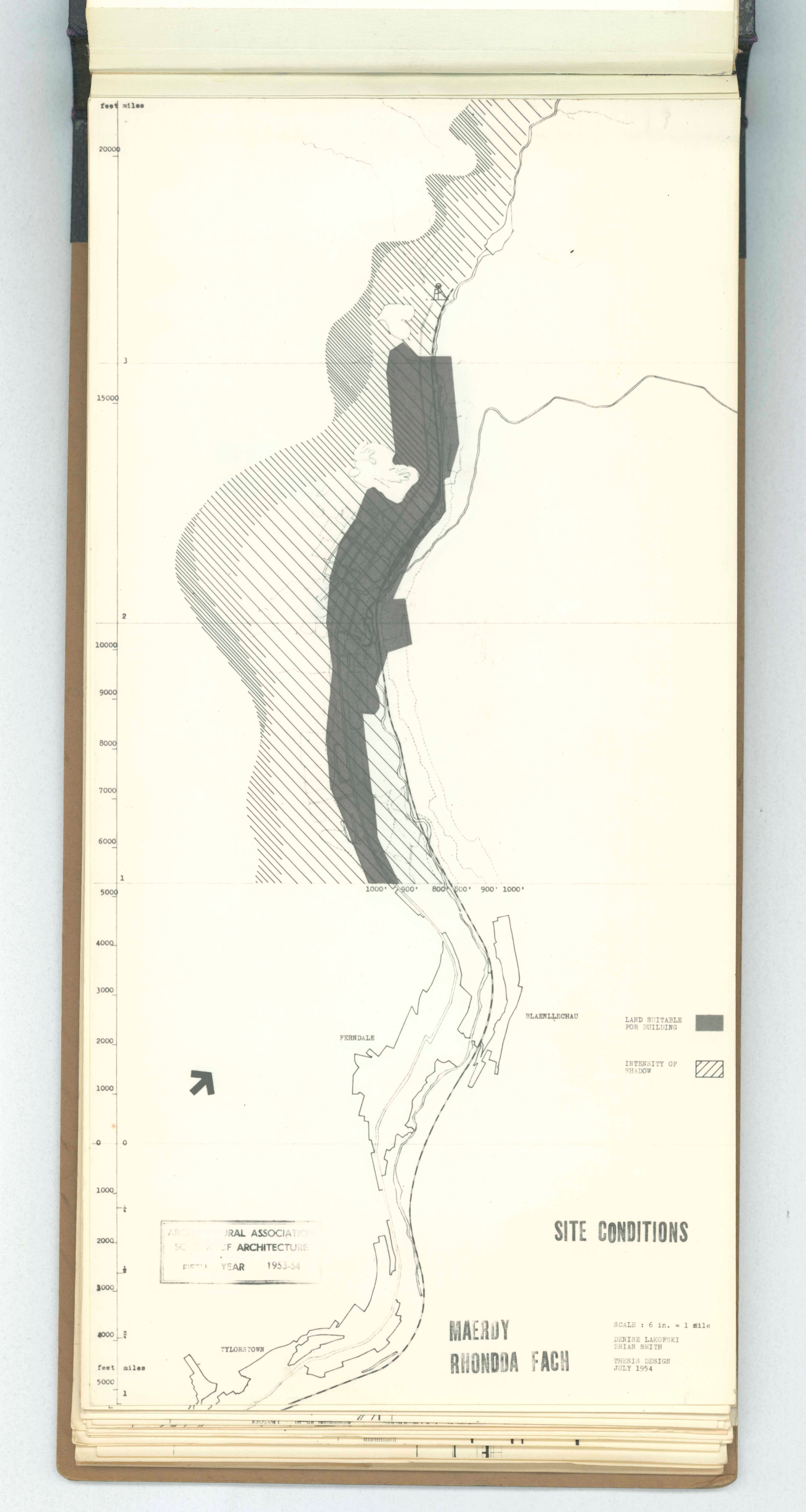 Denise Lakofski and Brian Smith, 'Maerdy Redevelopment, Rhondda Fach'. AA Fifth Year Thesis. The Architectural Archives, University of Pennsylvania. By the gift of Robert Venturi and Denise Scott Brown.