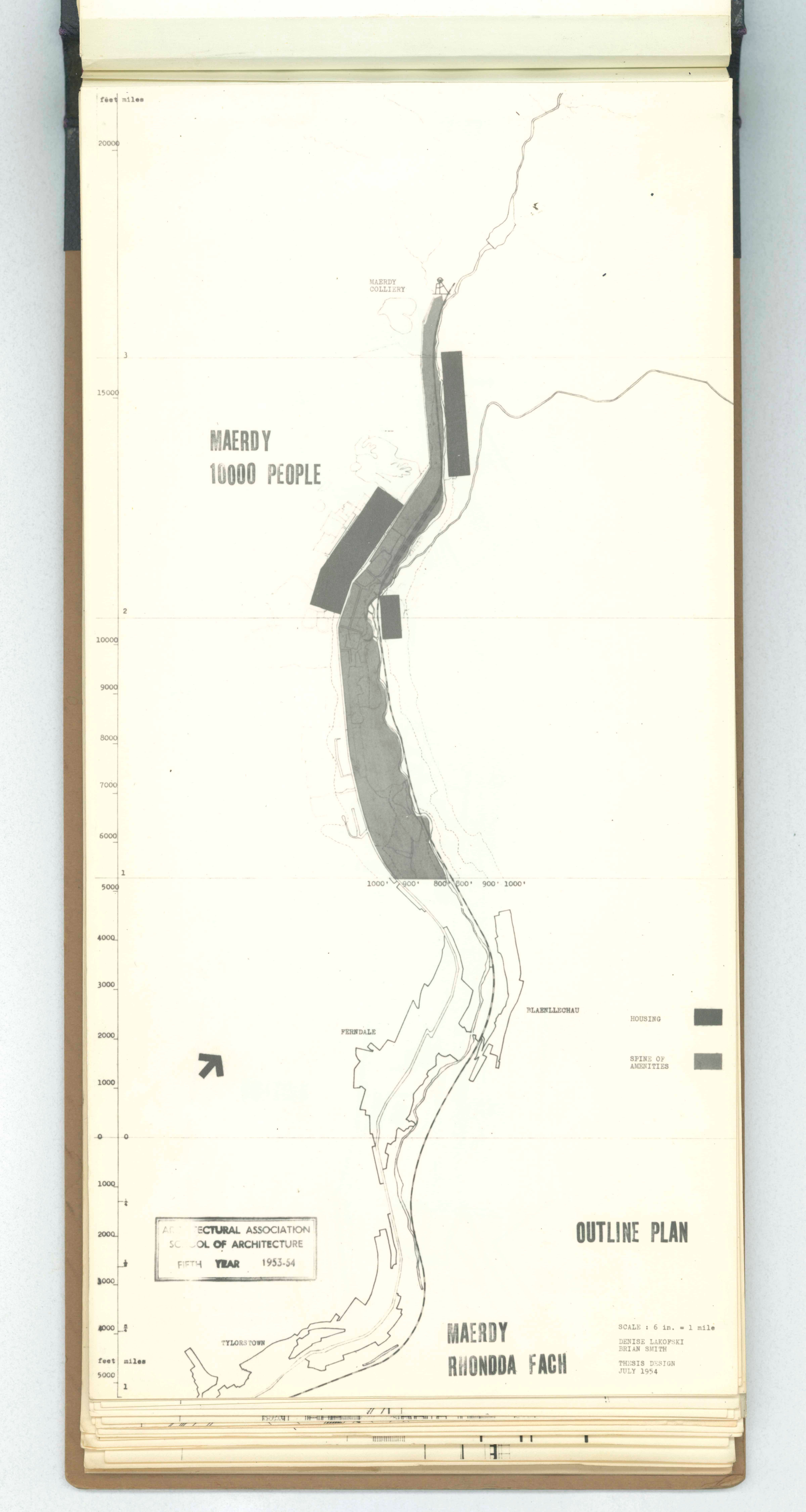Denise Lakofski and Brian Smith, 'Maerdy Redevelopment, Rhondda Fach'. AA Fifth Year Thesis. The Architectural Archives, University of Pennsylvania. By the gift of Robert Venturi and Denise Scott Brown.