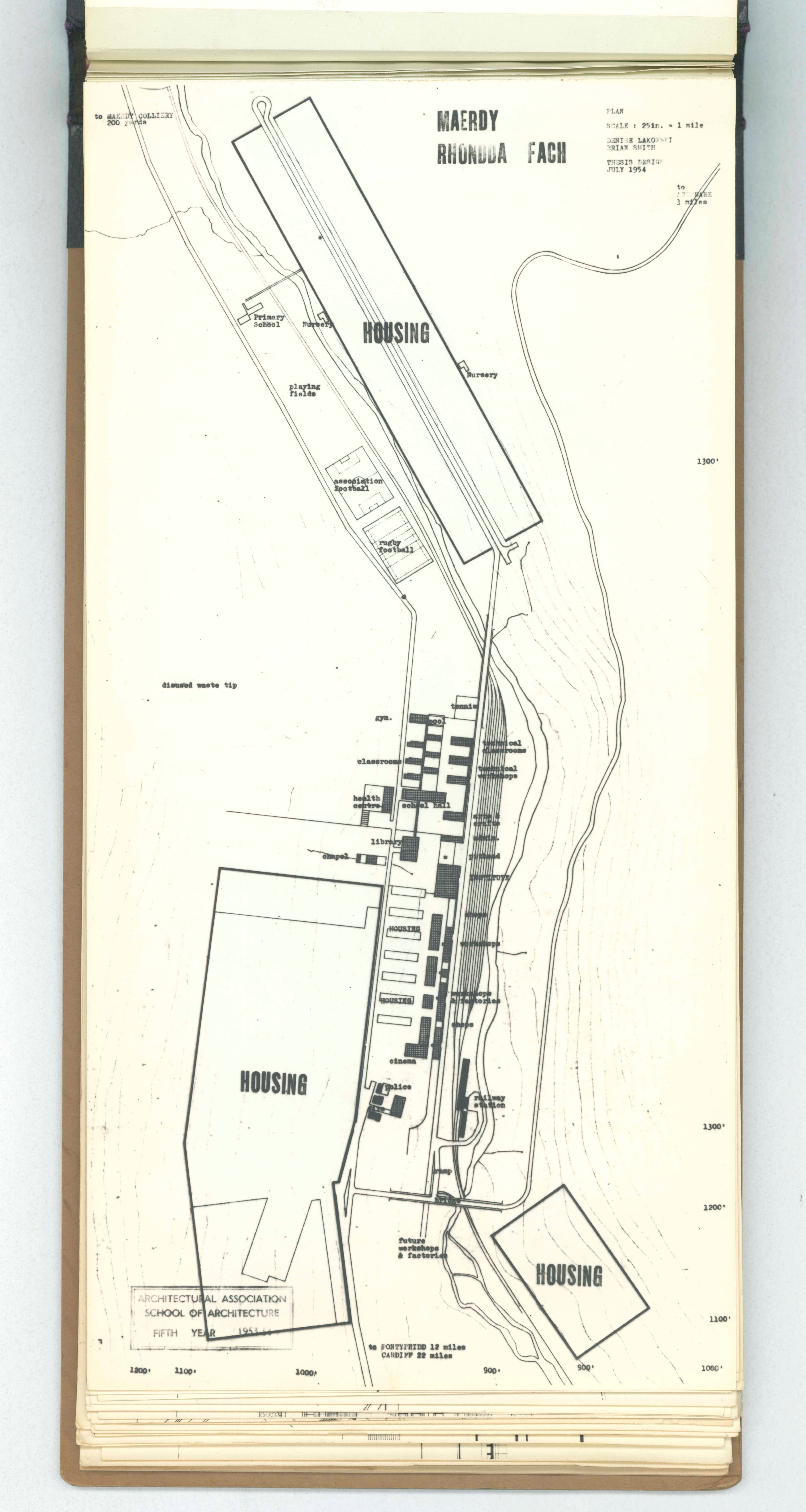 Denise Lakofski and Brian Smith, 'Maerdy Redevelopment, Rhondda Fach'. AA Fifth Year Thesis. The Architectural Archives, University of Pennsylvania. By the gift of Robert Venturi and Denise Scott Brown.