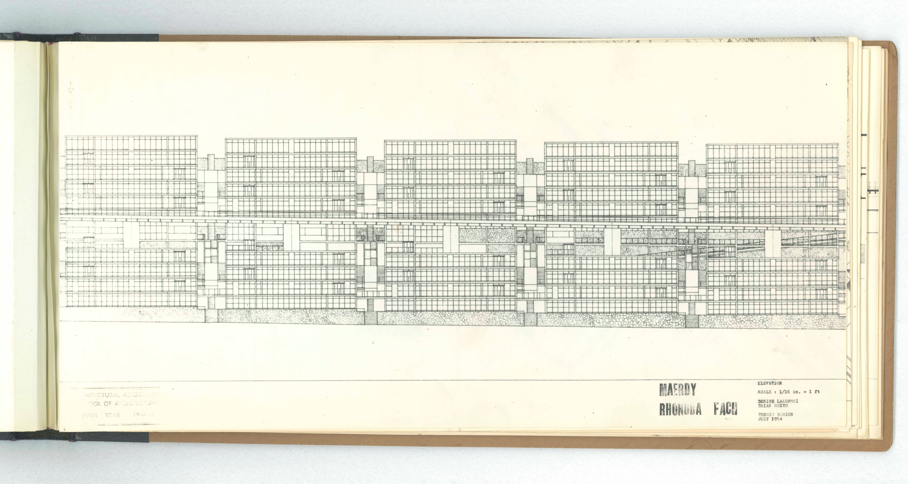 Denise Lakofski and Brian Smith, 'Maerdy Redevelopment, Rhondda Fach'. AA Fifth Year Thesis. The Architectural Archives, University of Pennsylvania. By the gift of Robert Venturi and Denise Scott Brown.