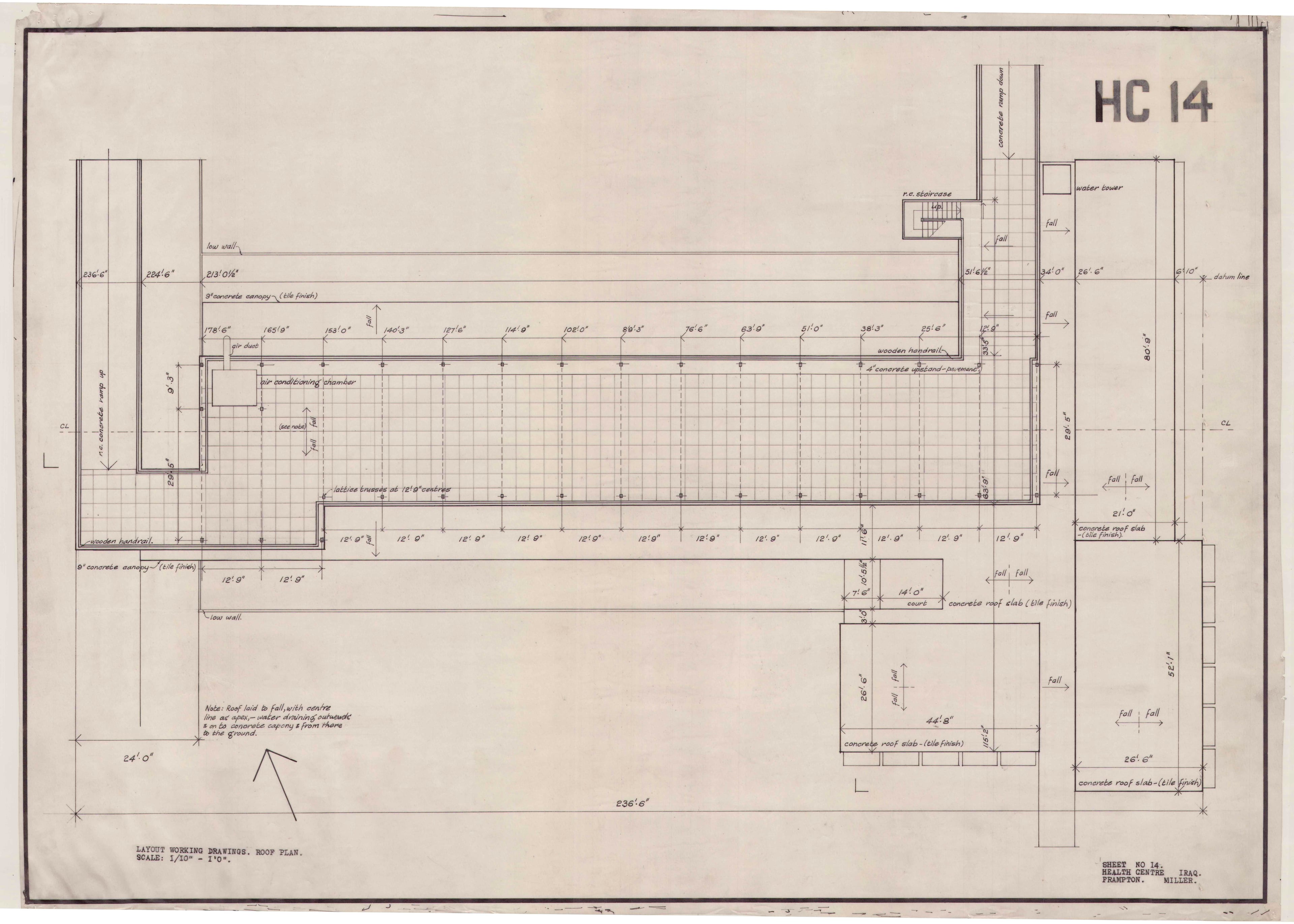 John Miller and Kenneth Frampton, 'Health Centre in Iraq', AA Department of Tropical Architecture, 1955