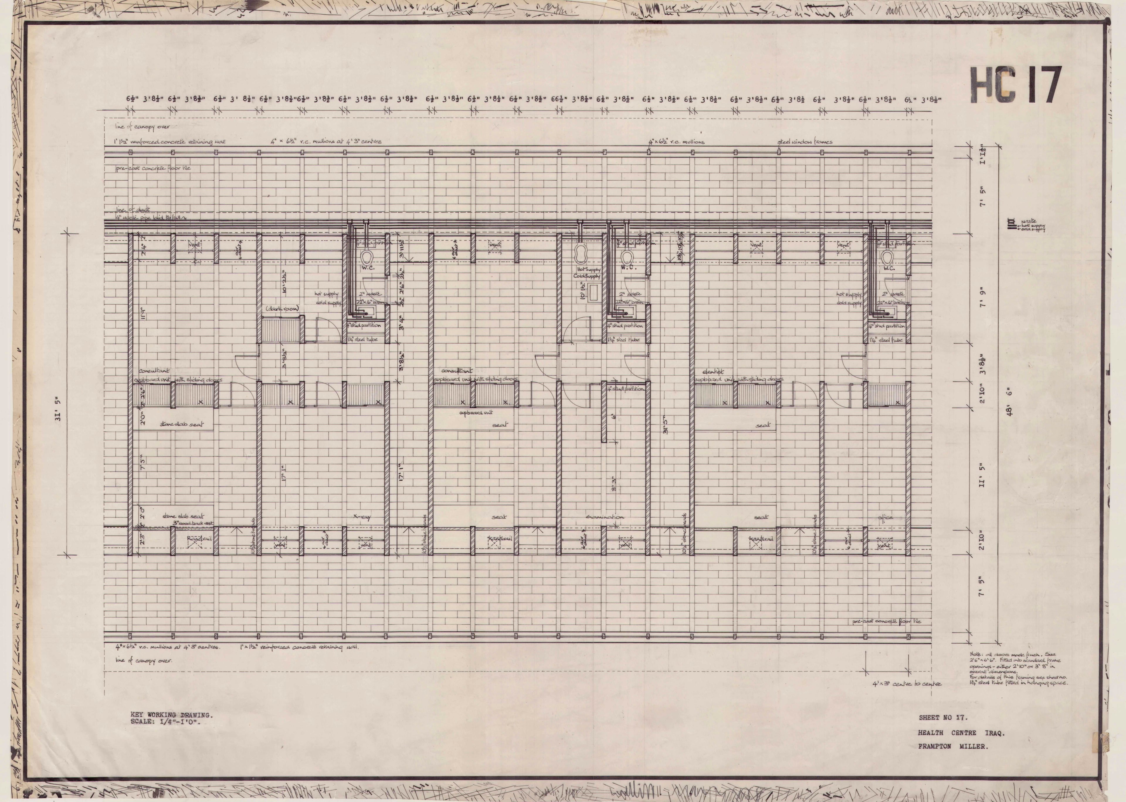 John Miller and Kenneth Frampton, 'Health Centre in Iraq', AA Department of Tropical Architecture, 1955