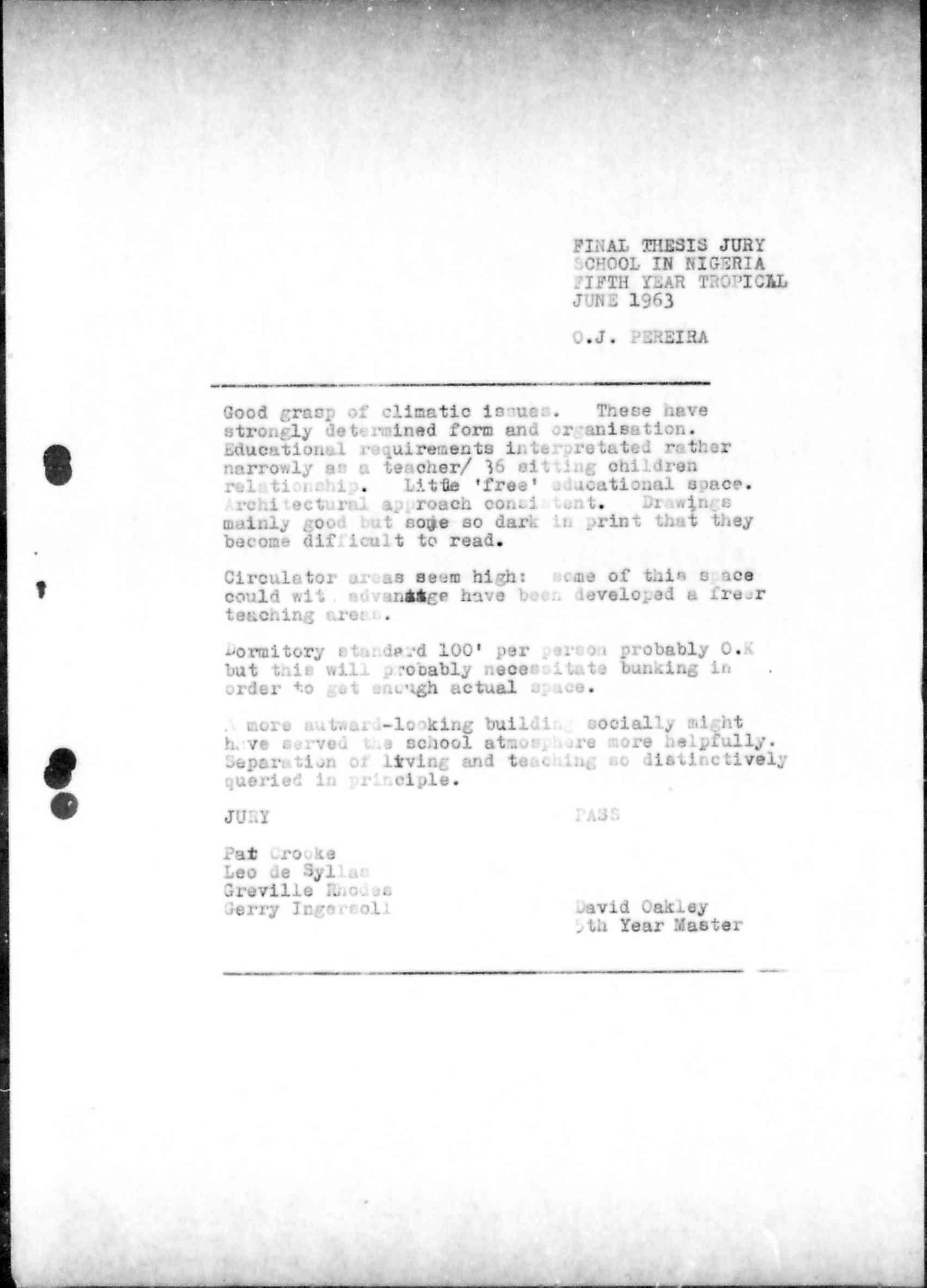 A faded, black and white document displaying typewritten text, likely a formal letter or memo.