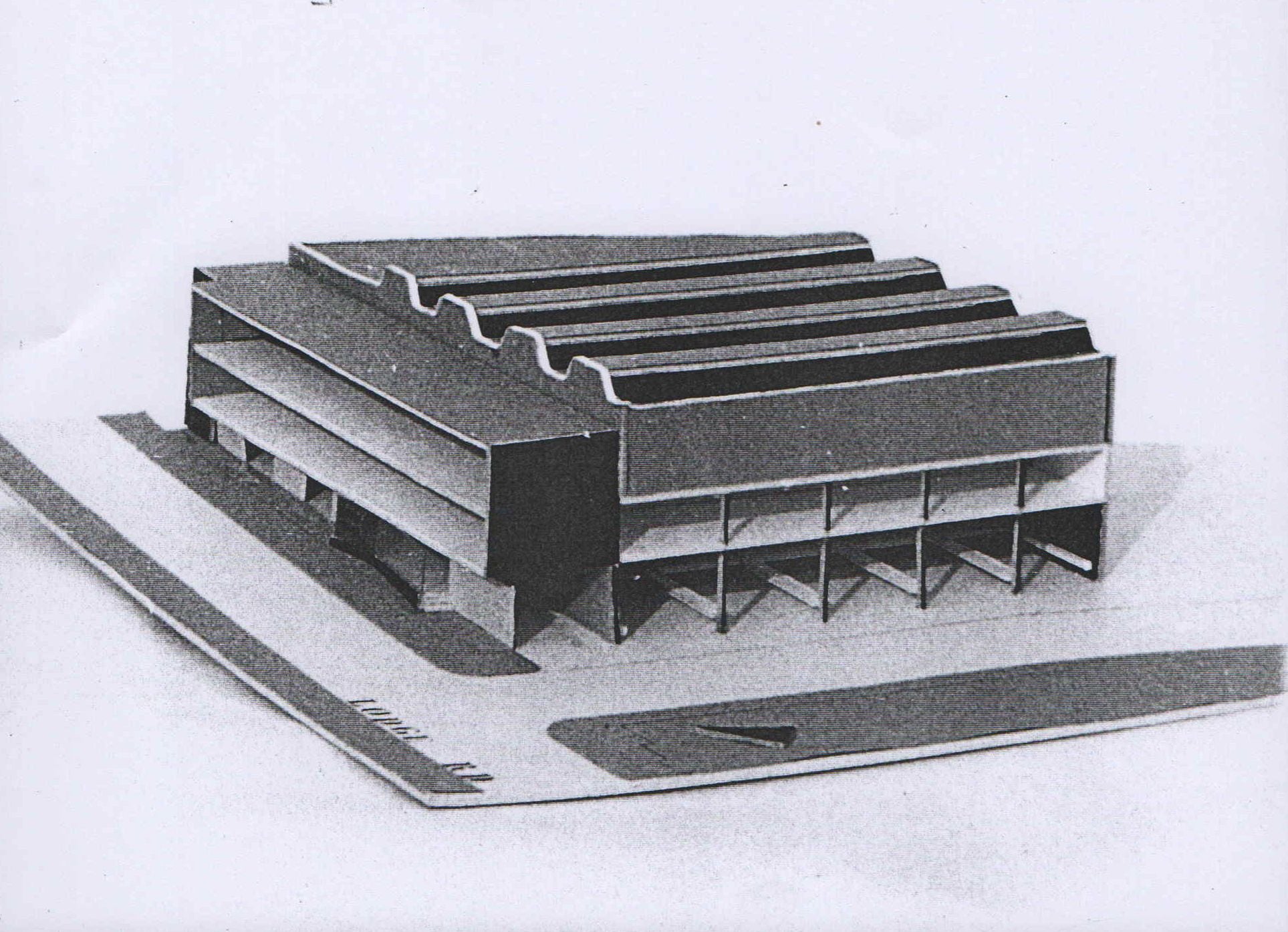 John Steerwood (for Robert Ward and Partners), Warehouse and offices, Wimbledon, London, 1956. Model.