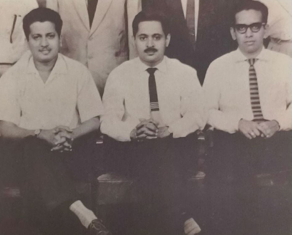 V. Mhatre, Sumant Wandrekar and C. Gumaste in 1955, the year of the establishment of the Academy of Architecture