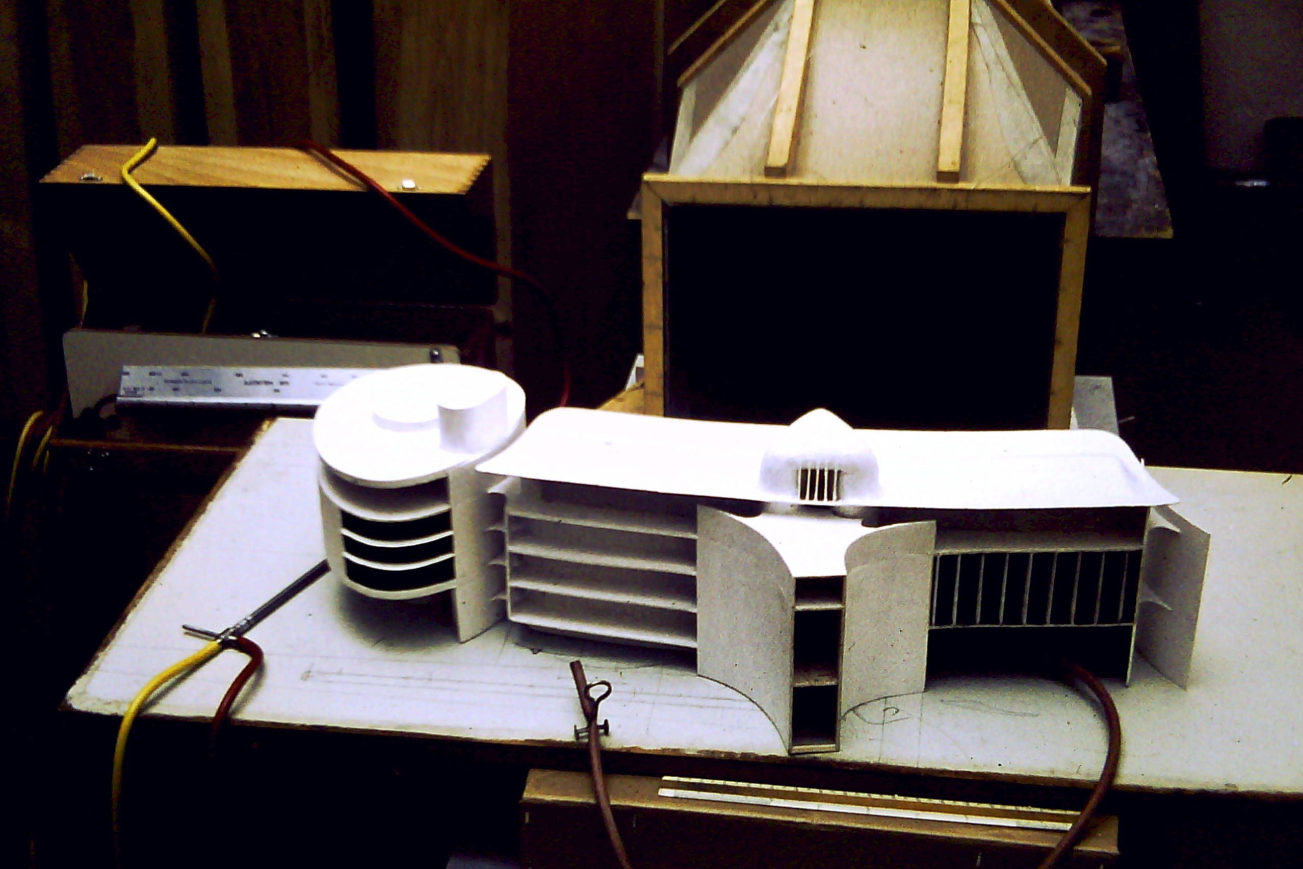 Model for wind tunnel testing, Administrative Block, Onitsha Steel Works, Nigeria. AA Department of Tropical Architecture, 1962.